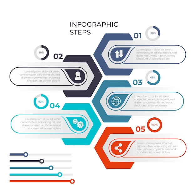 Vecteur gratuit pack d'étapes infographiques