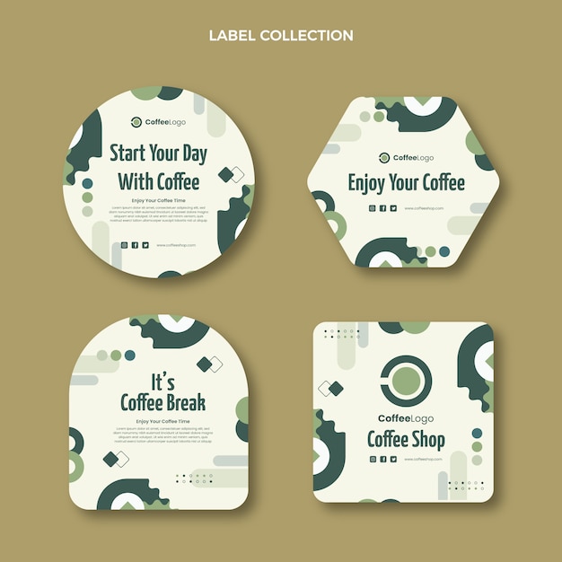 Vecteur gratuit pack d'étiquettes de café design plat minimal