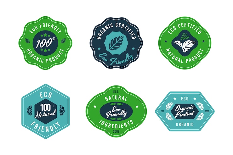 Vecteur gratuit pack d'étiquettes écologiques design plat