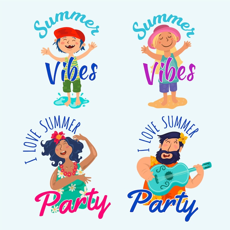 Vecteur gratuit pack d'étiquettes d'été