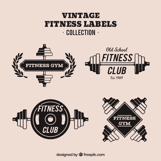 Pack D'étiquettes De Fitness Vintage