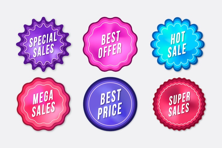 Vecteur gratuit pack d'étiquettes de promotion des ventes