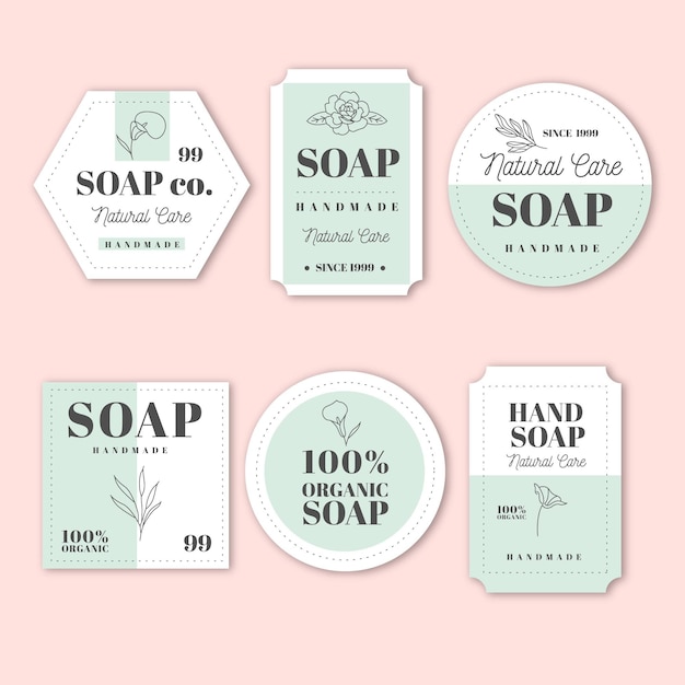 Vecteur gratuit pack d'étiquettes de savon créatives
