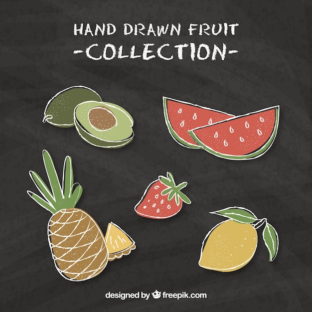 Vecteur gratuit pack de fantastiques fruits à la main