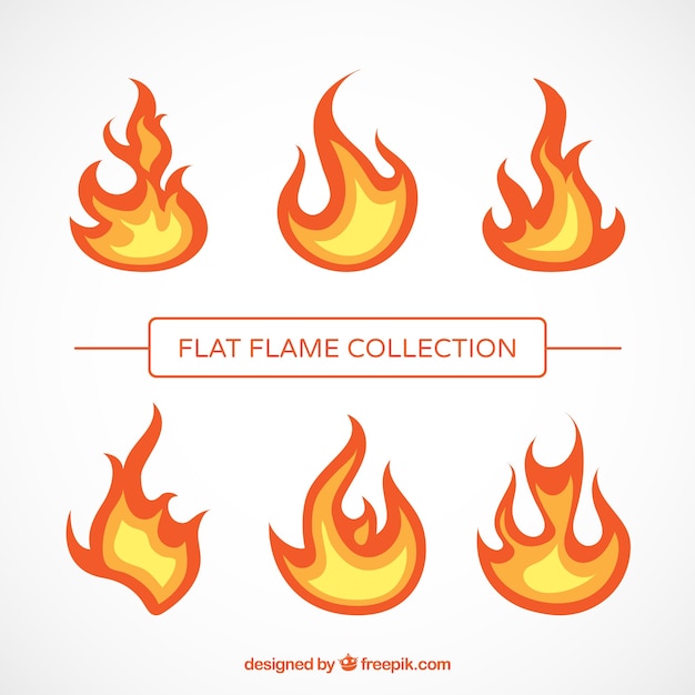 Vecteur gratuit pack flames en design plat