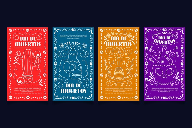 Vecteur gratuit pack d'histoires instagram du jour des morts
