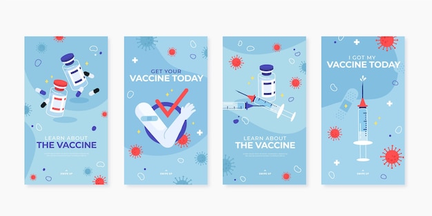 Pack D'histoires Instagram Sur Le Vaccin Au Design Plat