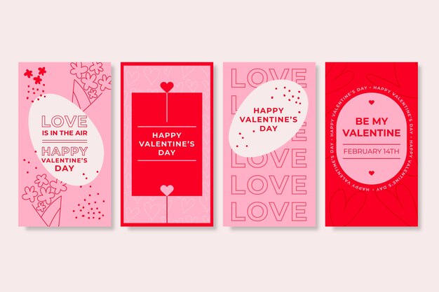 Pack d'histoires sur les réseaux sociaux pour la Saint-Valentin