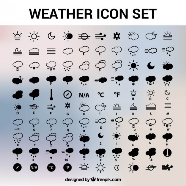 Vecteur gratuit pack icônes météo de vecteur
