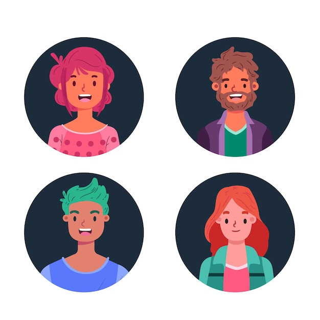 Pack d'icônes de personnes différentes dessinées à la main