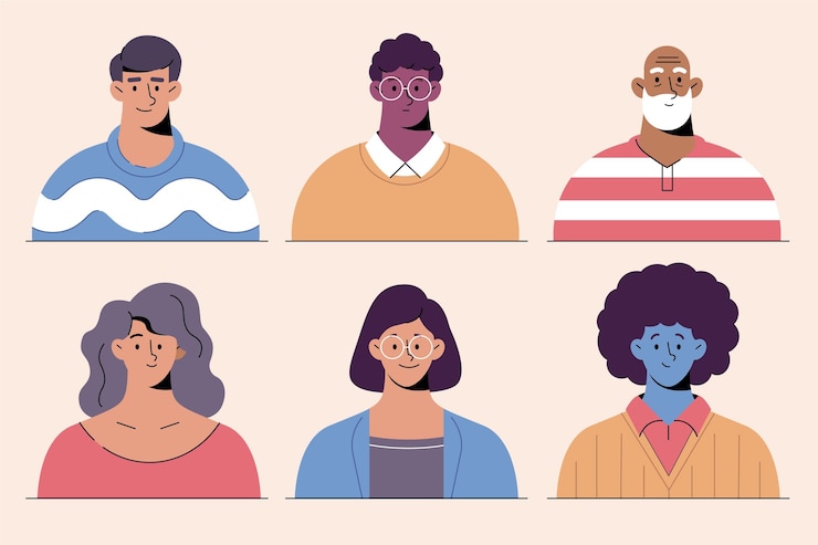 Vecteur gratuit pack d'icônes de profil dessinés à la main