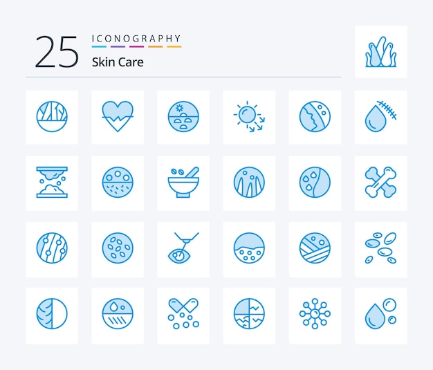 Pack d'icônes Skin 25 Blue Color comprenant des saignements de peau dermatologie peau sèche peau