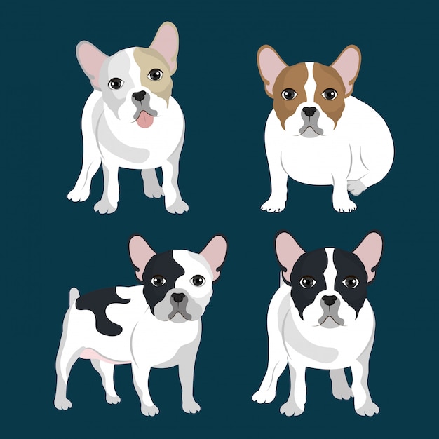 Vecteur gratuit pack illustration bulldog