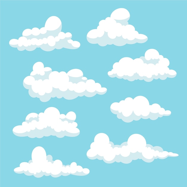 Vecteur gratuit pack d'illustrations de nuage plat