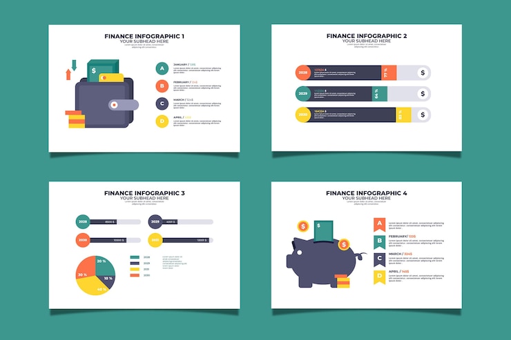 Vecteur gratuit pack d'infographie finance