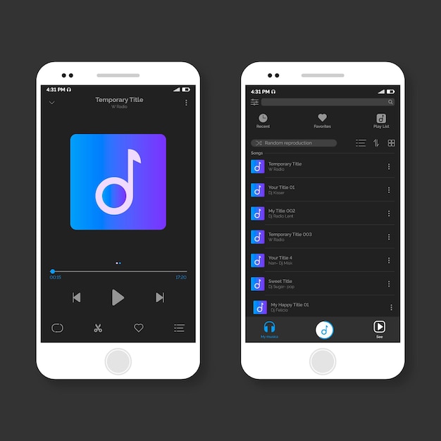 Pack D'interface D'application Lecteur De Musique