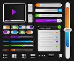 Vecteur gratuit pack de kit d'interface utilisateur de couleur dégradée