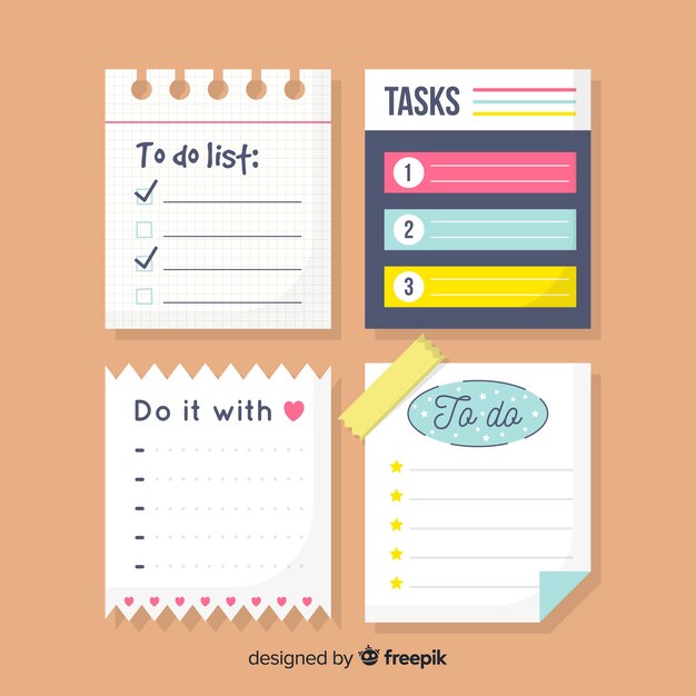 Pack de listes colorées à faire