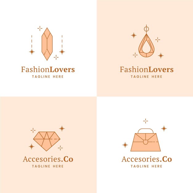 Pack de logo d'accessoires de mode plat