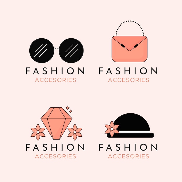 Vecteur gratuit pack de logo d'accessoires de mode plat