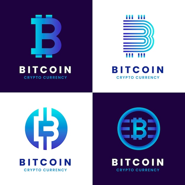 Vecteur gratuit pack de logo dégradé bitcoin