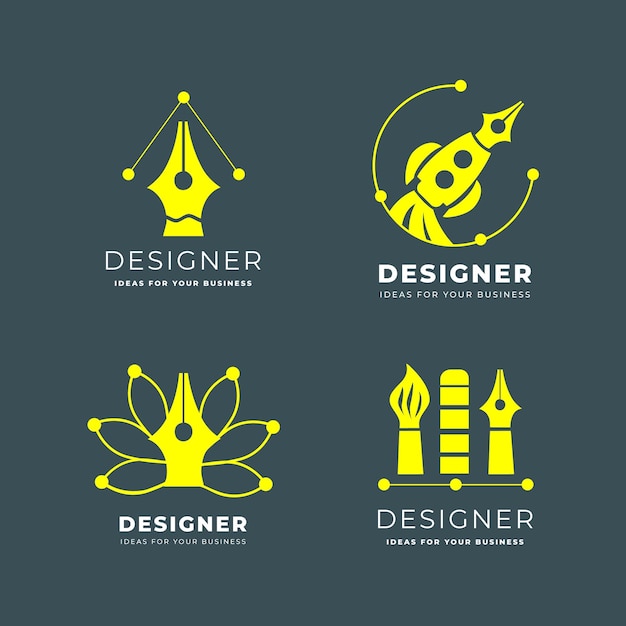 Vecteur gratuit pack de logo de graphiste plat