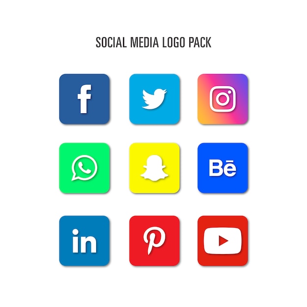 Vecteur gratuit pack de logo de médias sociaux