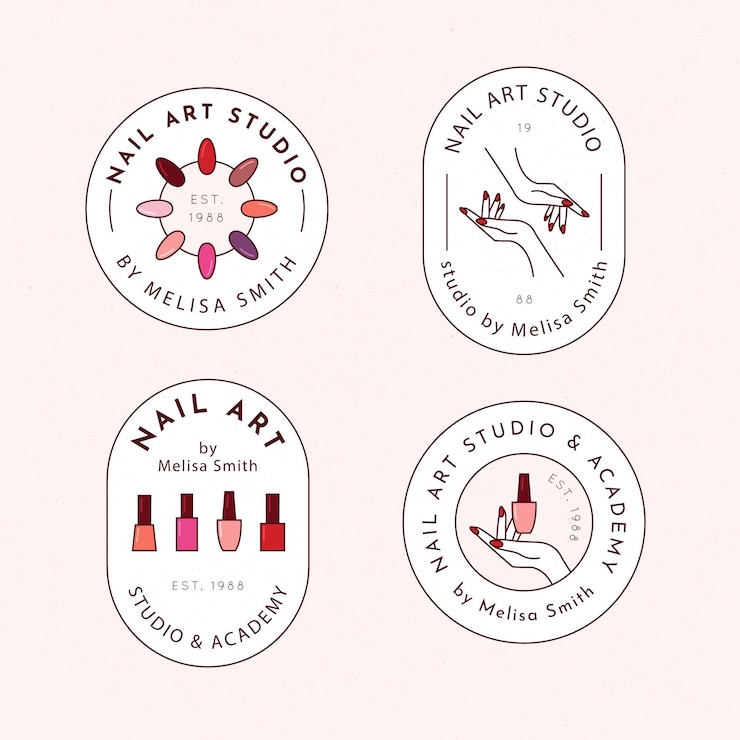 Vecteur gratuit pack de logo nails art studio