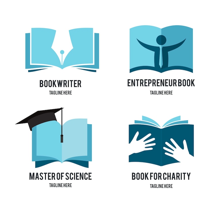 Vecteur gratuit pack de logo univers livre plat