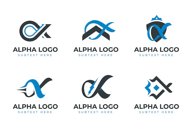 Vecteur gratuit pack de logos alpha plats