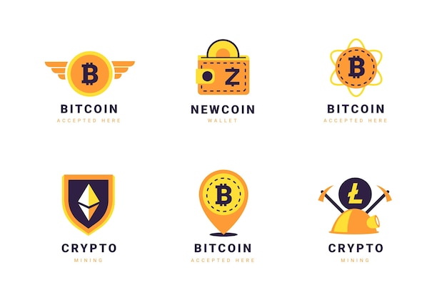 Vecteur gratuit pack de logos bitcoin plat