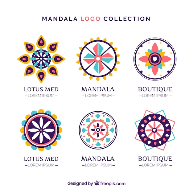 Vecteur gratuit pack de logos décoratifs mandalas