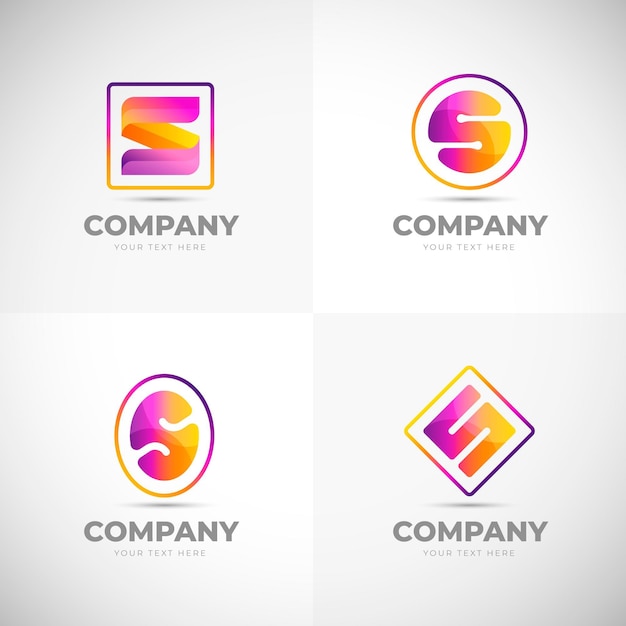 Vecteur gratuit pack de logos de design coloré dégradé