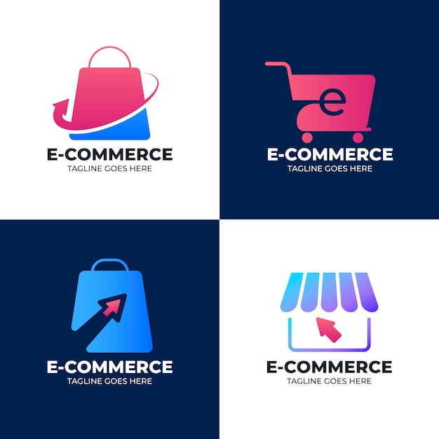Vecteur gratuit pack de logos e-commerce dégradés