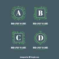 Vecteur gratuit pack de logos de monogrammes verts