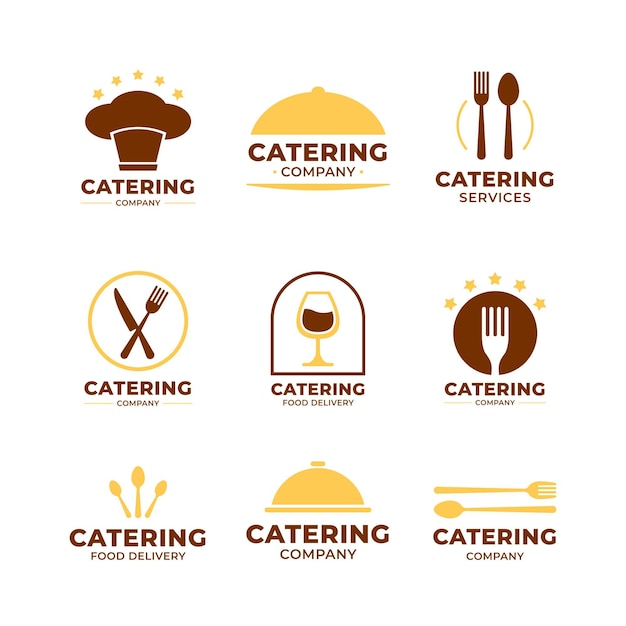 Vecteur gratuit pack de logos de restauration design plat