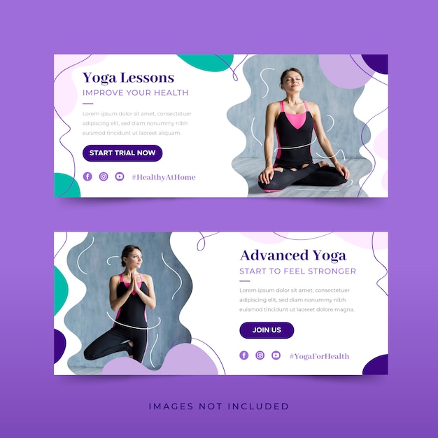 Vecteur gratuit pack de modèles de bannière de yoga