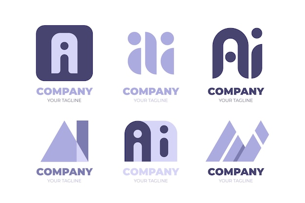 Vecteur gratuit pack de modèles de logo ai design plat