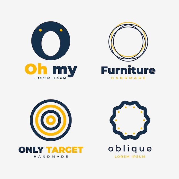 Vecteur gratuit pack de modèles de logo design plat o