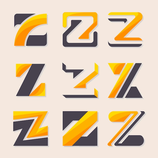 Vecteur gratuit pack de modèles de logo lettre z design plat