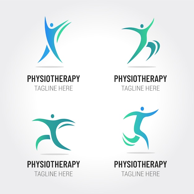 Vecteur gratuit pack de modèles de logo de physiothérapie à plat