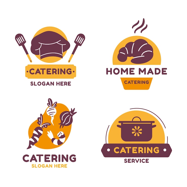 Vecteur gratuit pack de modèles de logo de restauration à plat