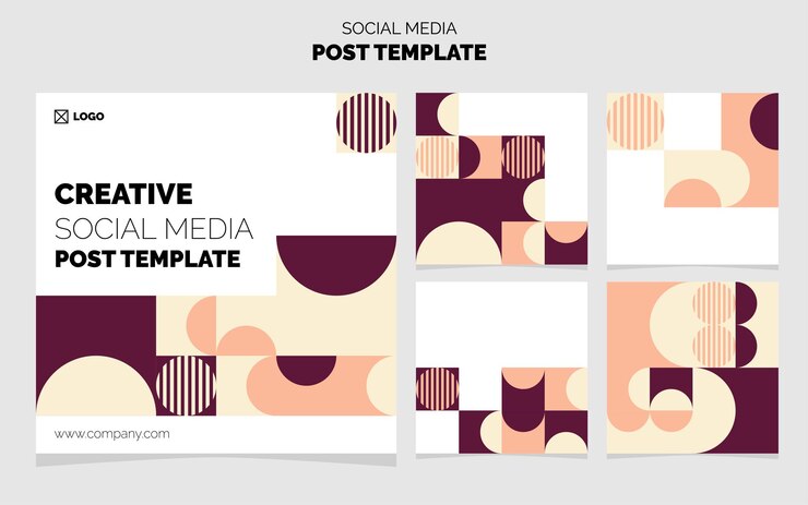 Vecteur gratuit pack de modèles de publication de médias sociaux 5 conception de publication différente illustration vectorielle géométrique fond