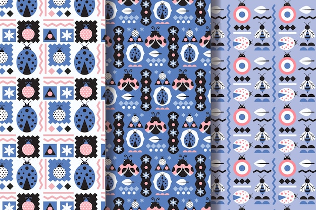 Pack de motifs coccinelle design plat