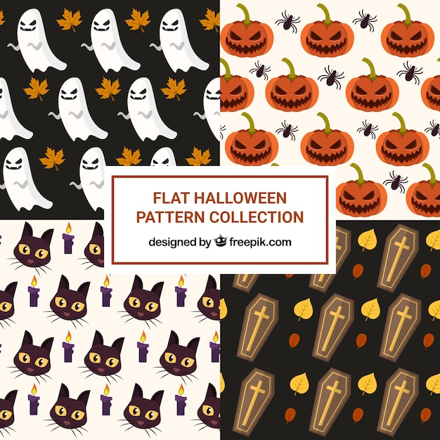 Pack Des Motifs D'halloween Avec Des Tombes Et D'autres éléments