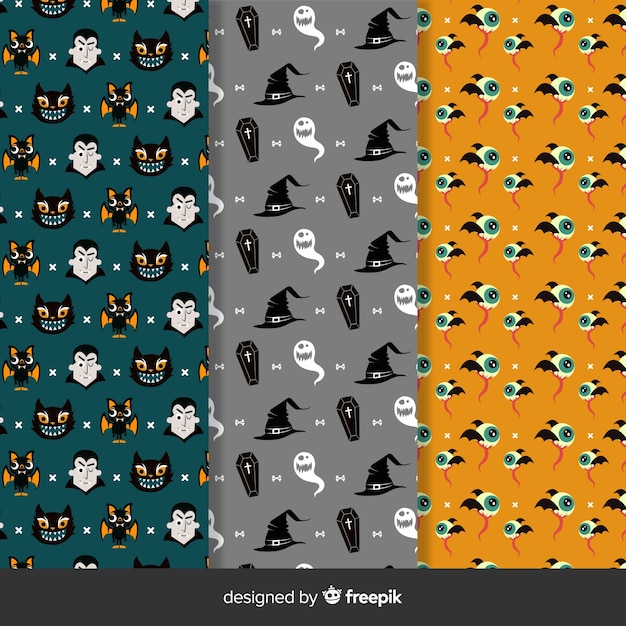 Vecteur gratuit pack de motifs d'halloween