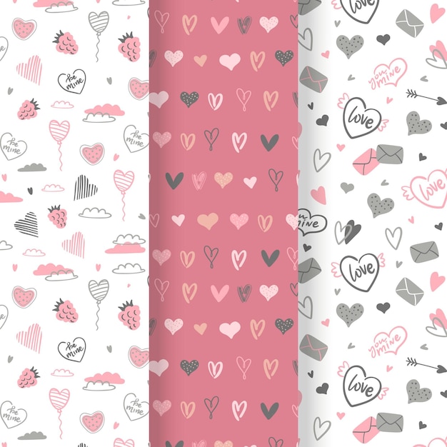 Pack De Motifs De La Saint-valentin Dessinés à La Main