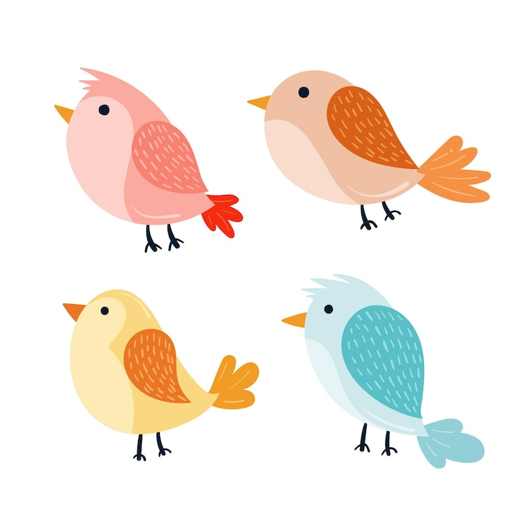 Vecteur gratuit pack d'oiseaux d'automne dessinés à la main