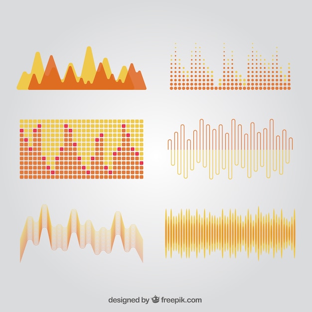 Vecteur gratuit pack d'ondes sonores en style abstrait