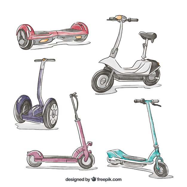 Pack original de scooters dessinés à la main